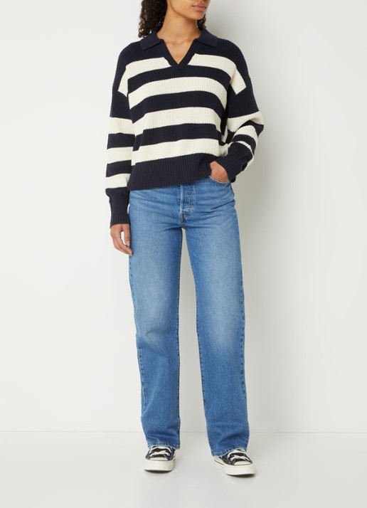 Levi's High waist straight leg jeans met medium wassing - voorkant 3 indigo