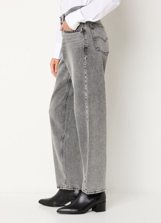 Levi's High waist tapered jeans met gekleurde wassing - detail 4 grijs