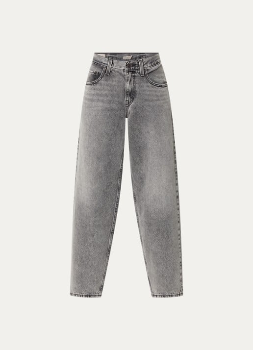 Levi's High waist tapered jeans met gekleurde wassing - voorkant grijs