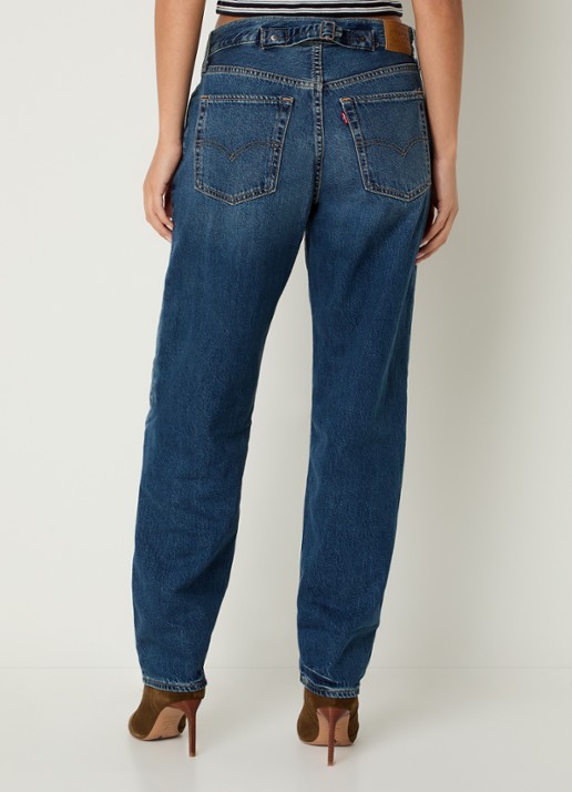 Levi's High waist tapered jeans met medium wassing - achterkant 5 indigo