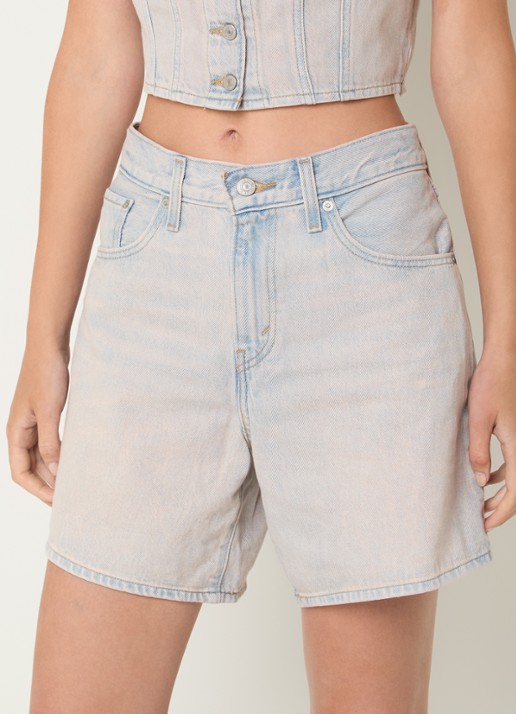 Levi's High waist wide fit korte broek met steekzakken - detail indigo