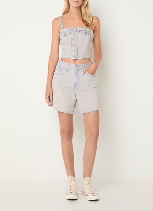 Levi's High waist wide fit korte broek met steekzakken - voorkant 4 indigo