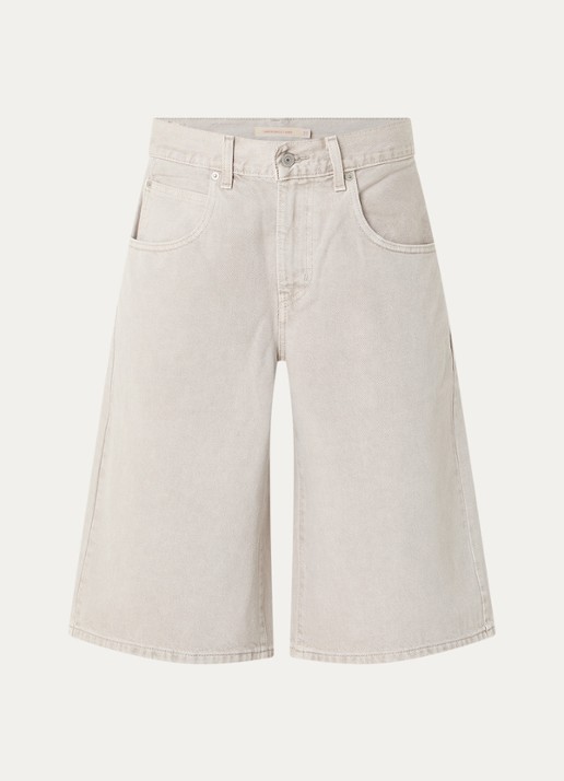Levi's High waist wide fit korte broek van denim met gekleurde wassing - voorkant lichtgrijs
