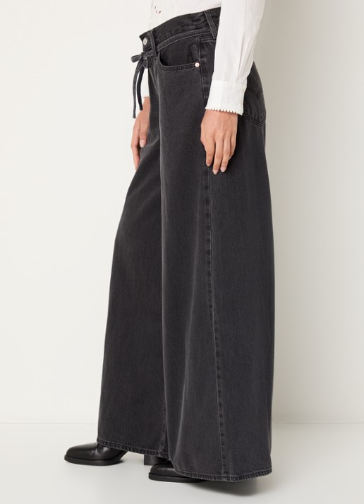 Levi's High waist wide leg jeans met gekleurde wassing - detail 5 antraciet