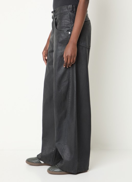 Levi's High waist wide leg jeans met glanzende finish - detail 5 zwart