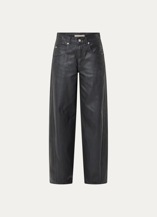 Levi's High waist wide leg jeans met glanzende finish - voorkant zwart