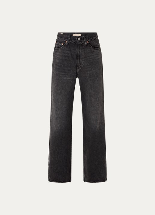 Levi's High waist wide leg jeans met steekzakken - voorkant 4 donkergrijs