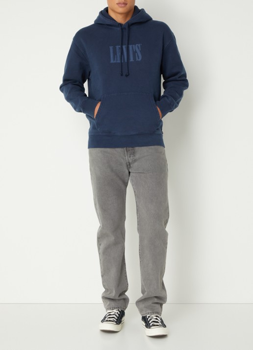 Levi's Hoodie met logoborduring - voorkant 5 donkerblauw
