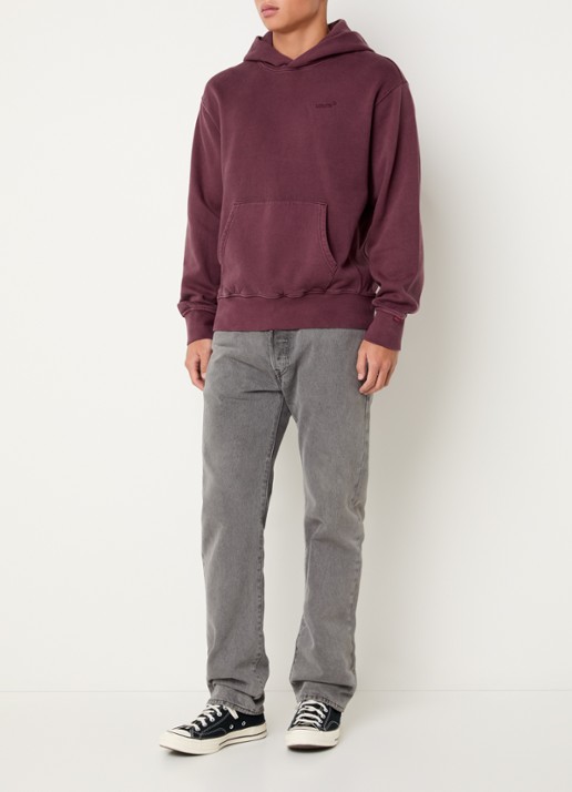 Levi's Hoodie met logoborduring - voorkant 5 bordeauxrood