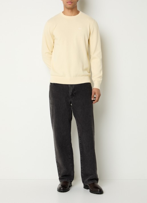Levi's Housemark pullover van piqué katoen - voorkant 4 lichtgeel
