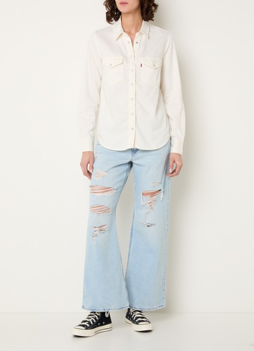 Levi's Iconic blouse met logo - voorkant 2 beige