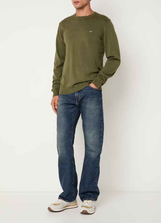 Levi's Ivy fijngebreide pullover met logo - voorkant 2 mosgroen