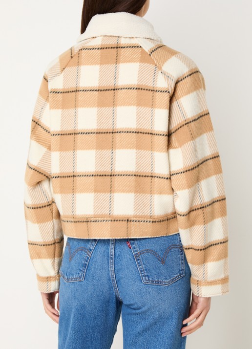 Levi's Jack in wolblend met ruitdessin - achterkant beige
