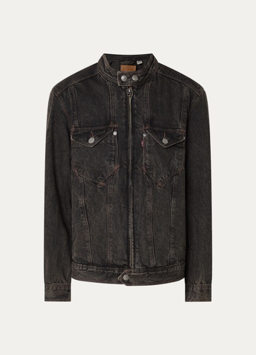 Levi's Jack van denim met verwassen afwerking en steekzakken - voorkant 2 zwart