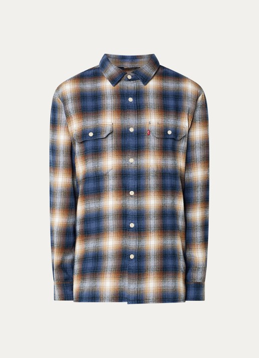 Levi's Jackson overshirt met ruitdessin - voorkant indigo