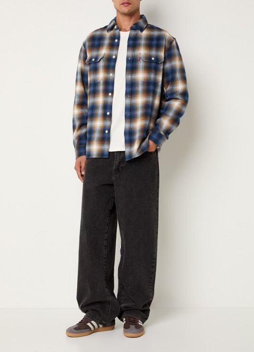 Levi's Jackson overshirt met ruitdessin - voorkant 2 indigo