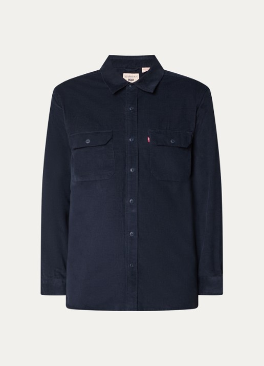 Levi's Jackson Worker overhemd van corduroy met klepzakken - voorkant donkerblauw