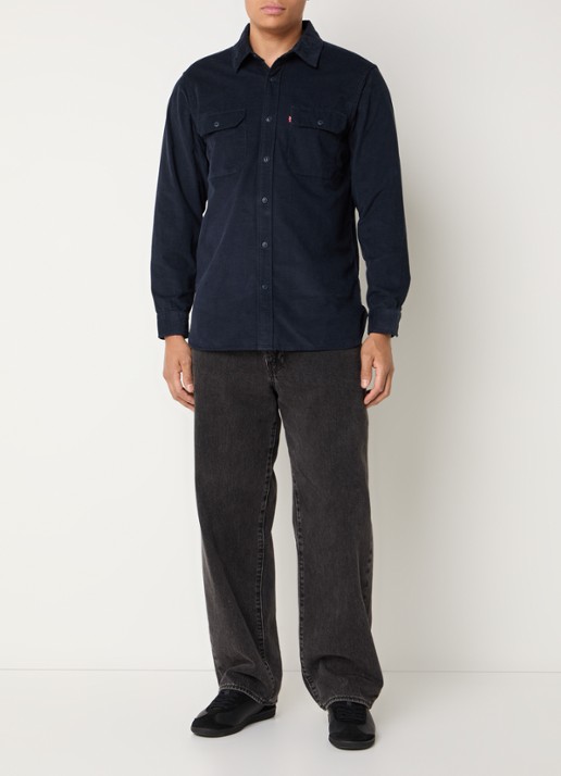 Levi's Jackson Worker overhemd van corduroy met klepzakken - voorkant 2 donkerblauw