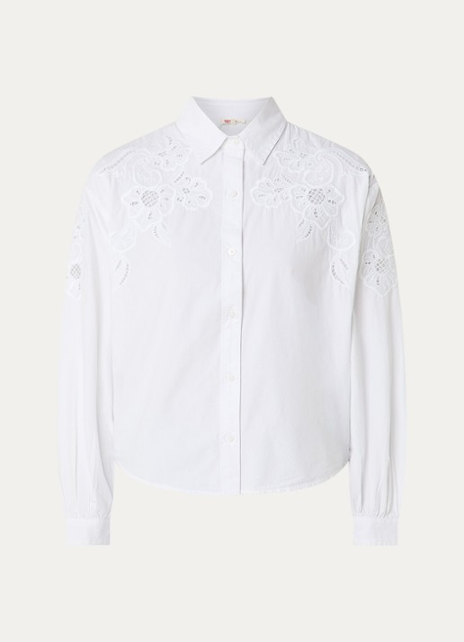 Levi's Janie blouse met broderie - voorkant 3 wit