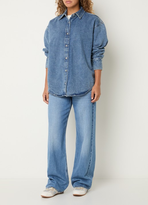 Levi's Jordan blouse van denim met kraag - voorkant 2 indigo