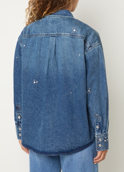 Levi's Jordan blouse van denim met pailletten - achterkant 3 indigo