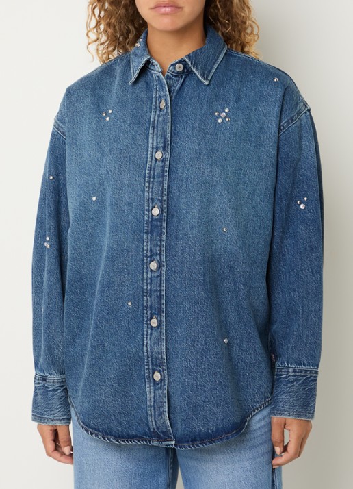 Levi's Jordan blouse van denim met pailletten