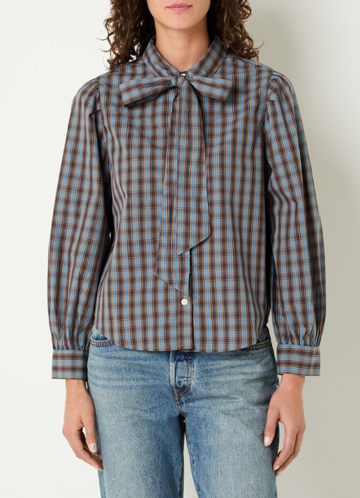 Levi's Judice blouse met ruitdessin en strikkraag