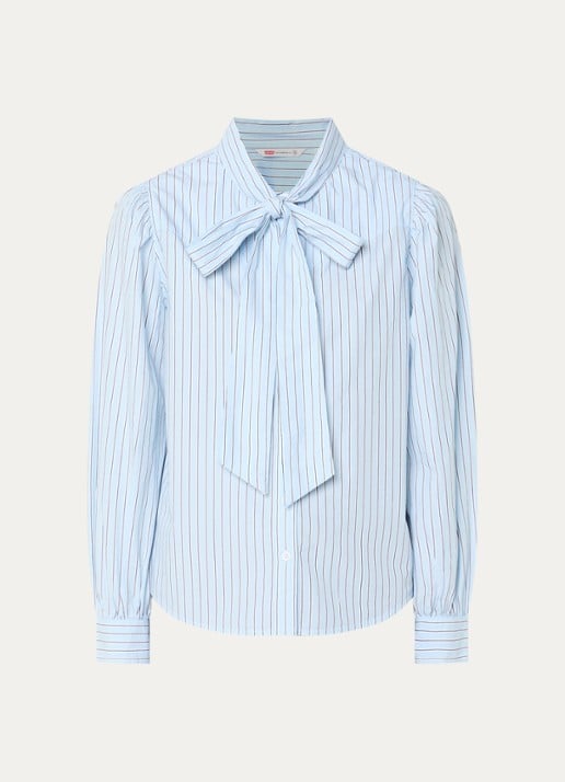 Levi's Judice blouse met streepprint - voorkant lichtblauw