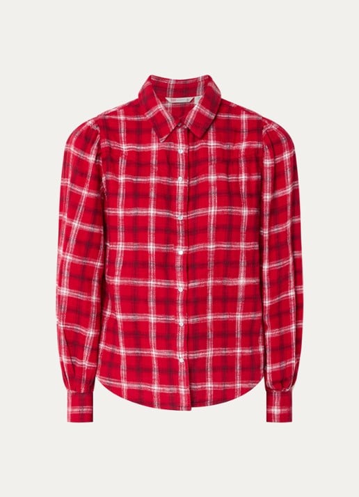 Levi's Juna blouse met ruitdessin - voorkant rood