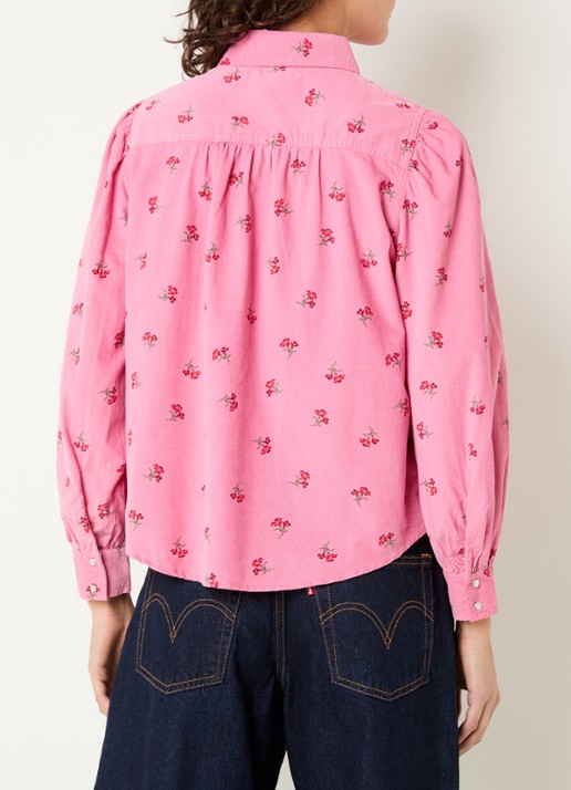 Levi's Juna blouse van corduroy met bloemenprint - achterkant roze
