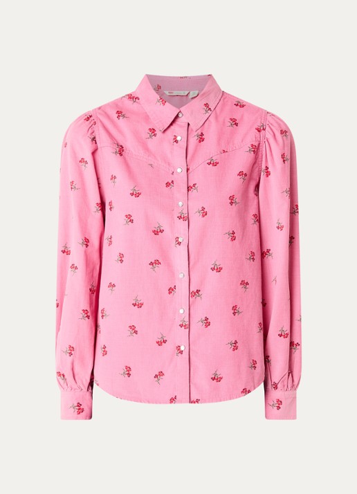 Levi's Juna blouse van corduroy met bloemenprint - voorkant 2 roze