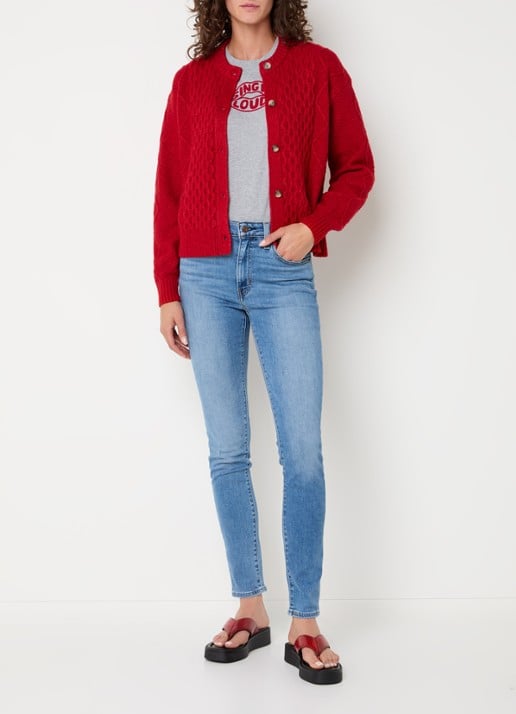 Levi's Kabelgebreid vest in wolblend - voorkant 2 rood