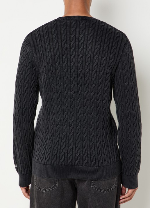 Levi's Kabelgebreide trui met ronde hals - achterkant antraciet