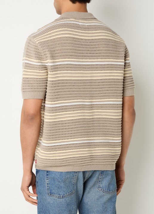 Levi's Laguna polo met opengewerkt dessin - achterkant 3 donkerkhaki