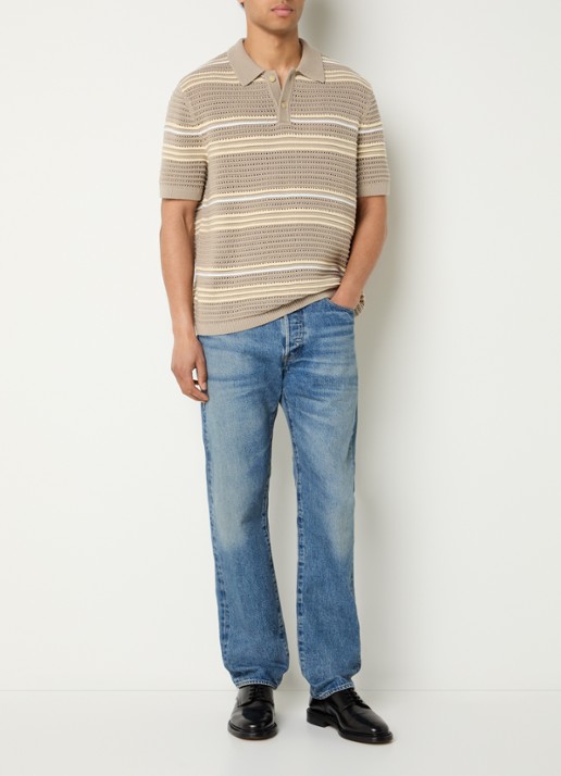 Levi's Laguna polo met opengewerkt dessin - voorkant 2 donkerkhaki