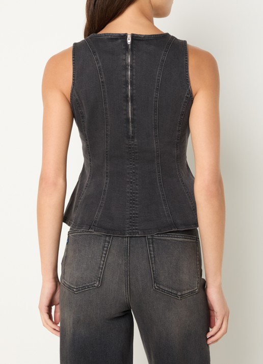 Levi's Leighton top van denim - achterkant antraciet
