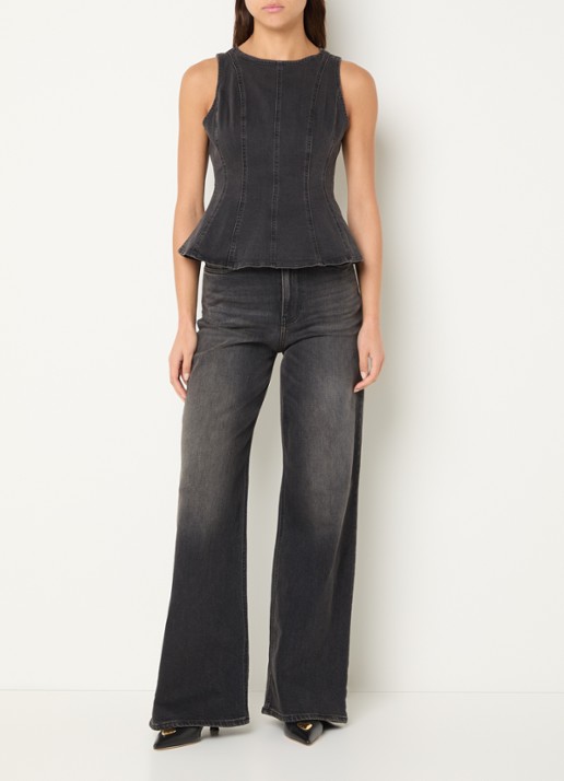 Levi's Leighton top van denim - voorkant 3 antraciet