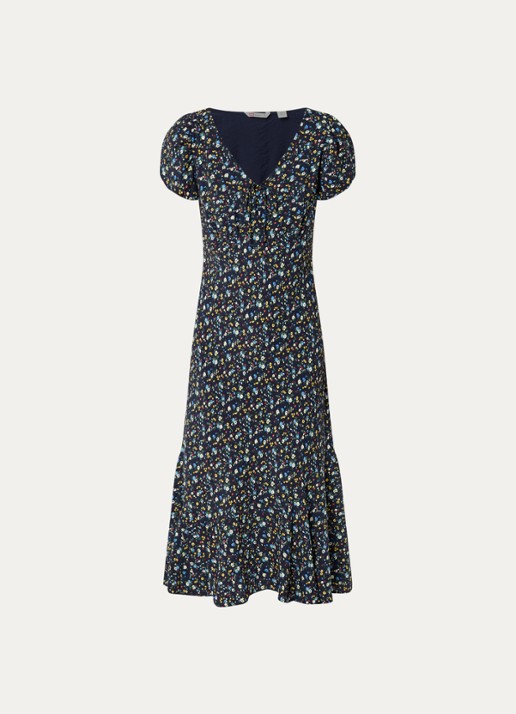 Levi's Lira midi jurk met bloemenprint - voorkant 3 donkerblauw