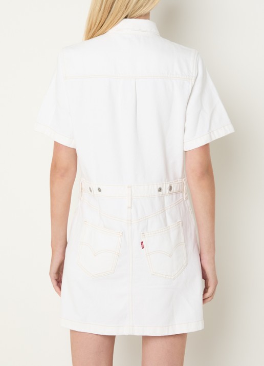 Levi's Logan mini denim jurk met steekzakken - achterkant 4 wit