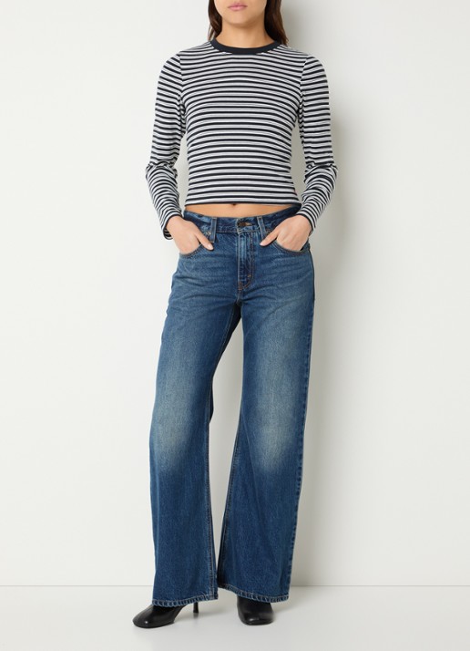 Levi's Long sleeve met streepprint - voorkant 3 donkerblauw