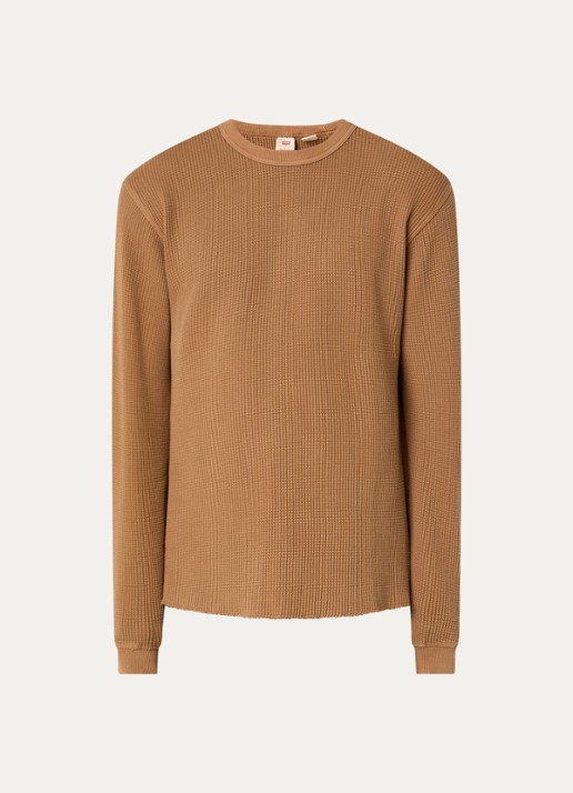 Levi's Longsleeve met structuur - voorkant donkeroranje