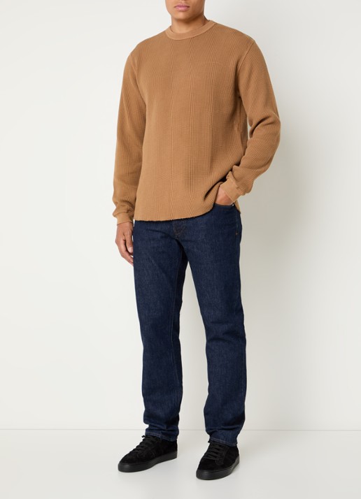 Levi's Longsleeve met structuur - voorkant 2 donkeroranje