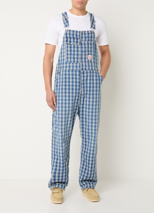 Levi's Loose fit tuinbroek van denim met ruitdessin