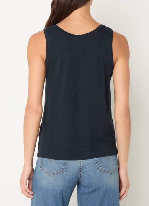 Levi's Lori tanktop in linnenblend - achterkant 4 zwart