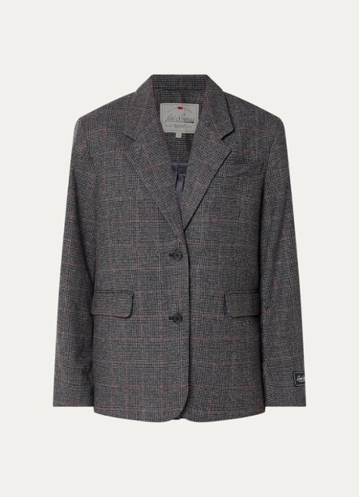 Levi's Luna blazer in wolblend met ruitdessin - voorkant donkergrijs