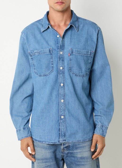 Levi's Mariposa overhemd van denim met borstzak - detail indigo