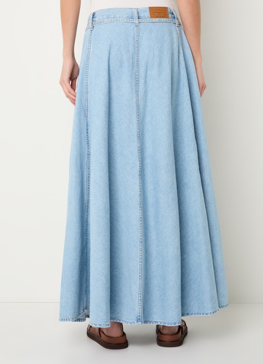 Levi's Maxi rok van denim - achterkant indigo