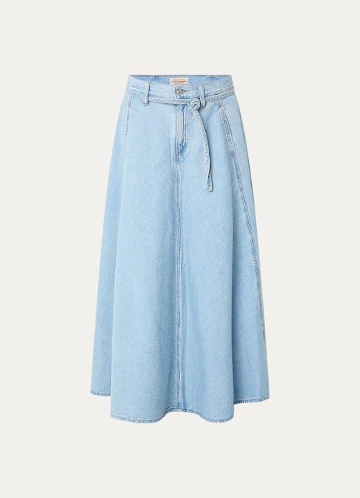 Levi's Maxi rok van denim - voorkant 3 indigo