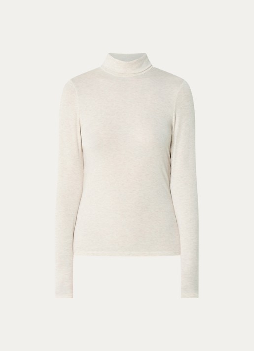 Levi's Mia longsleeve in wolblend met col - voorkant beige