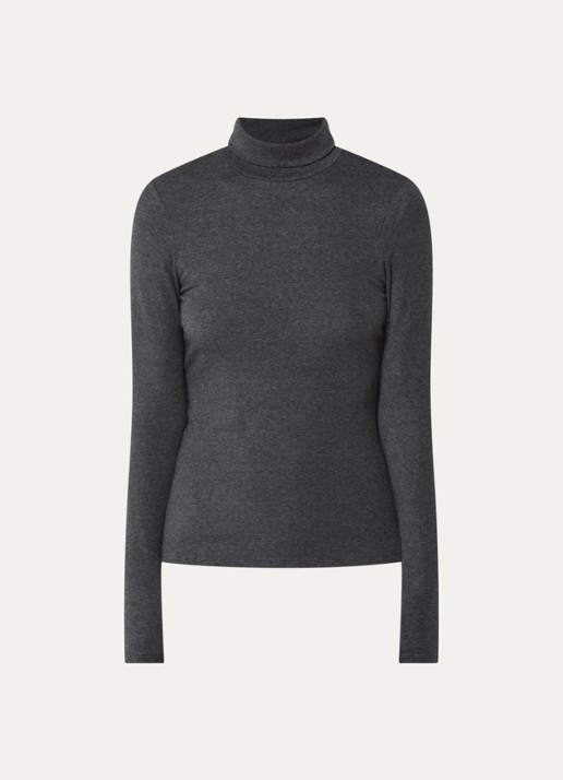 Levi's Mia longsleeve in wolblend met col - voorkant 2 zwart